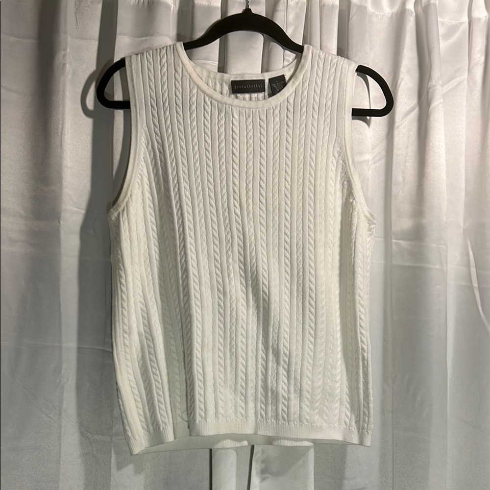Relativity White Cable Knit Tank Top